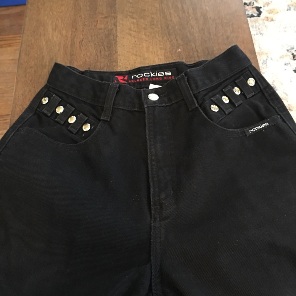 RARE ROCKIES STAR-STUDDED BLACK JEANS